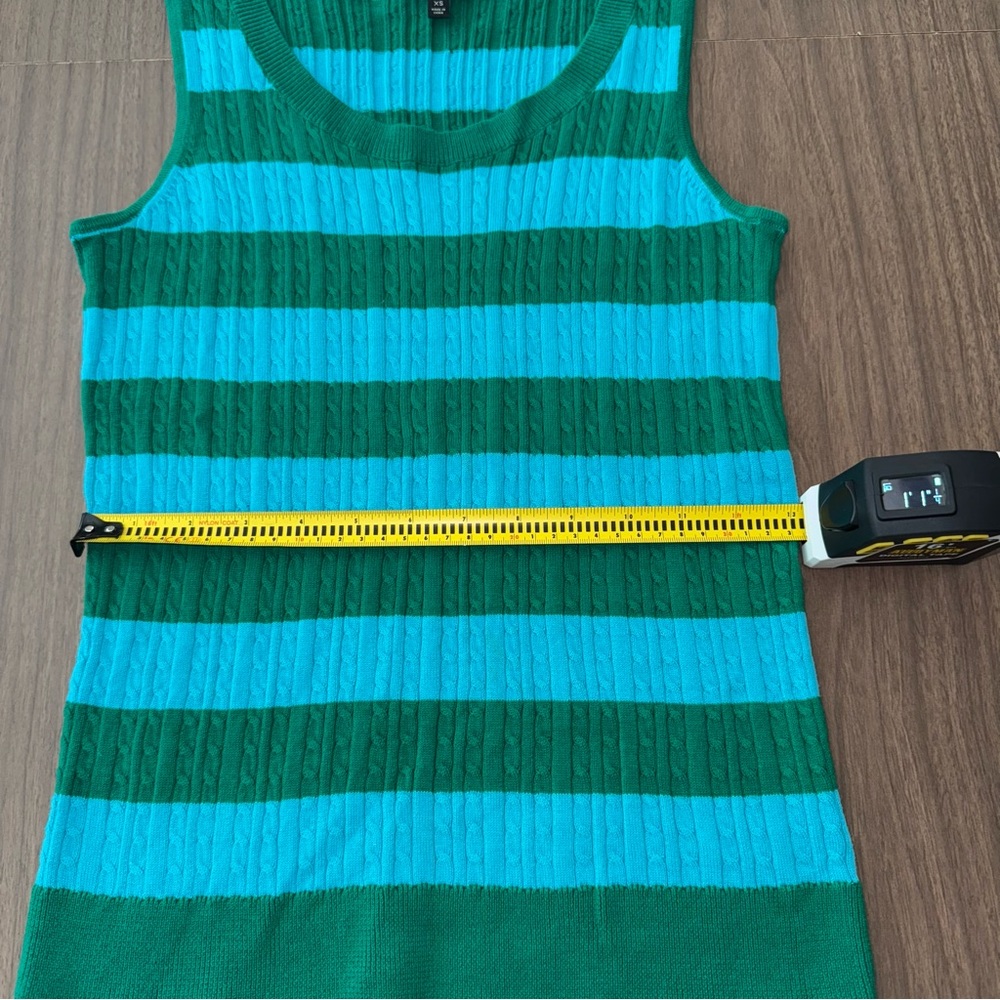 Talbots XS Cable Knit Top Cotton Blue/Green Striped Sleeveless Tank Classic - Picture 8 of 9